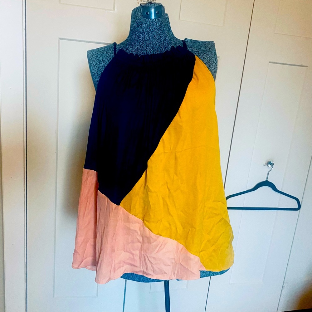 LOFT Colorblock Halter Top - Black, Yellow, Pink